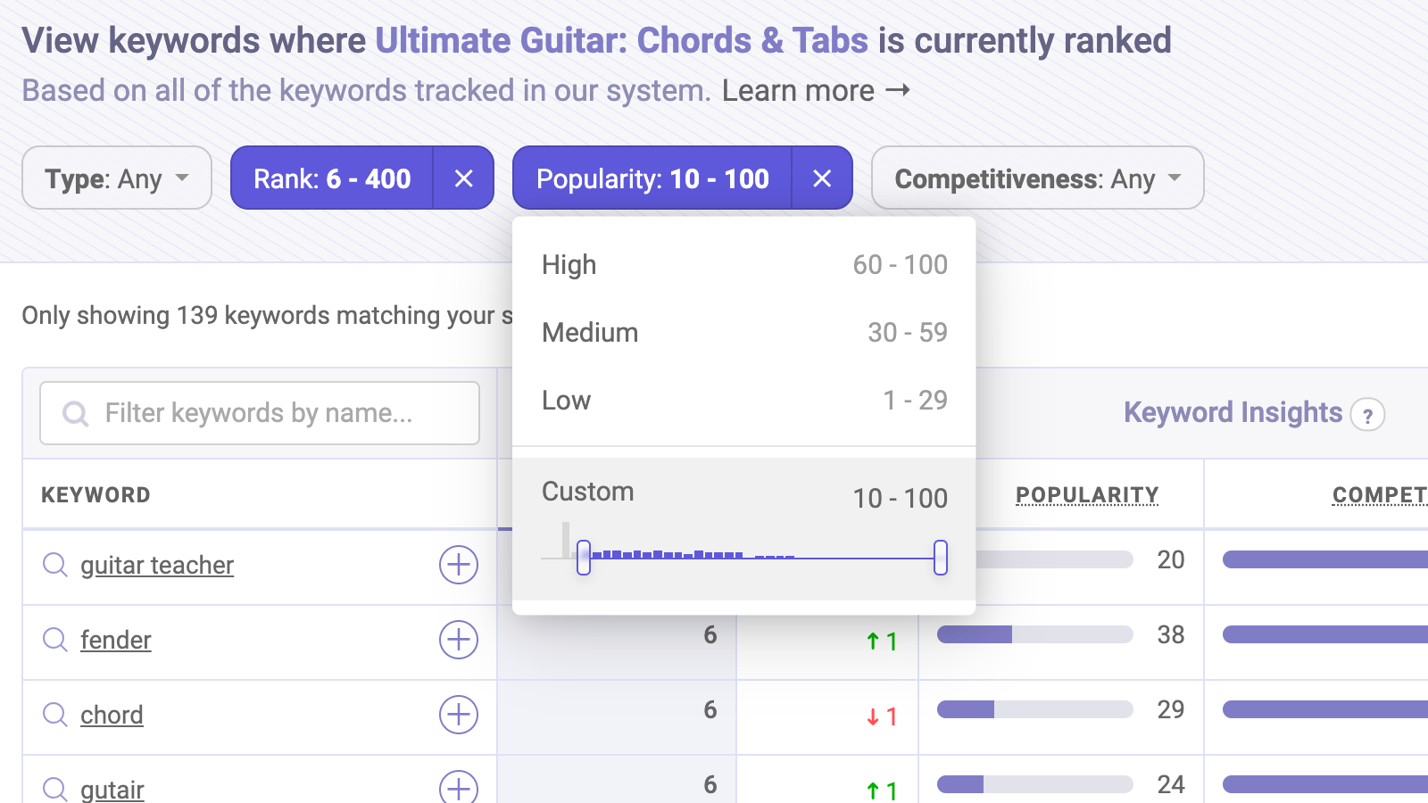 Use filters to find opportunities with ASO tools from Appfigures